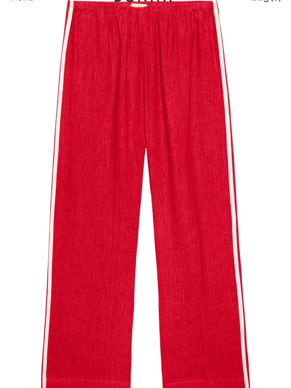 DONNI. Red linen stripe pants.